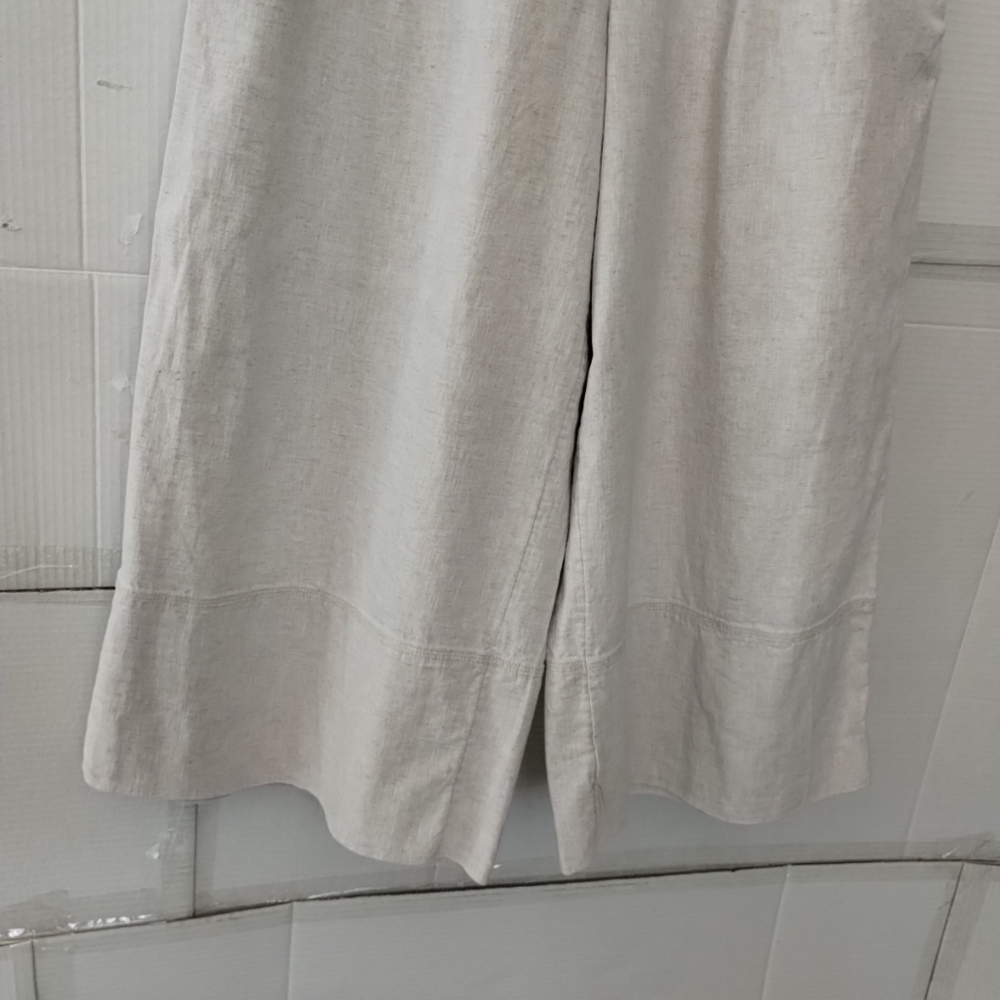 Banana Republic Linen Blend Cream Wide Leg Pants SZ Large Classic Dressy Office - Picture 3 of 13